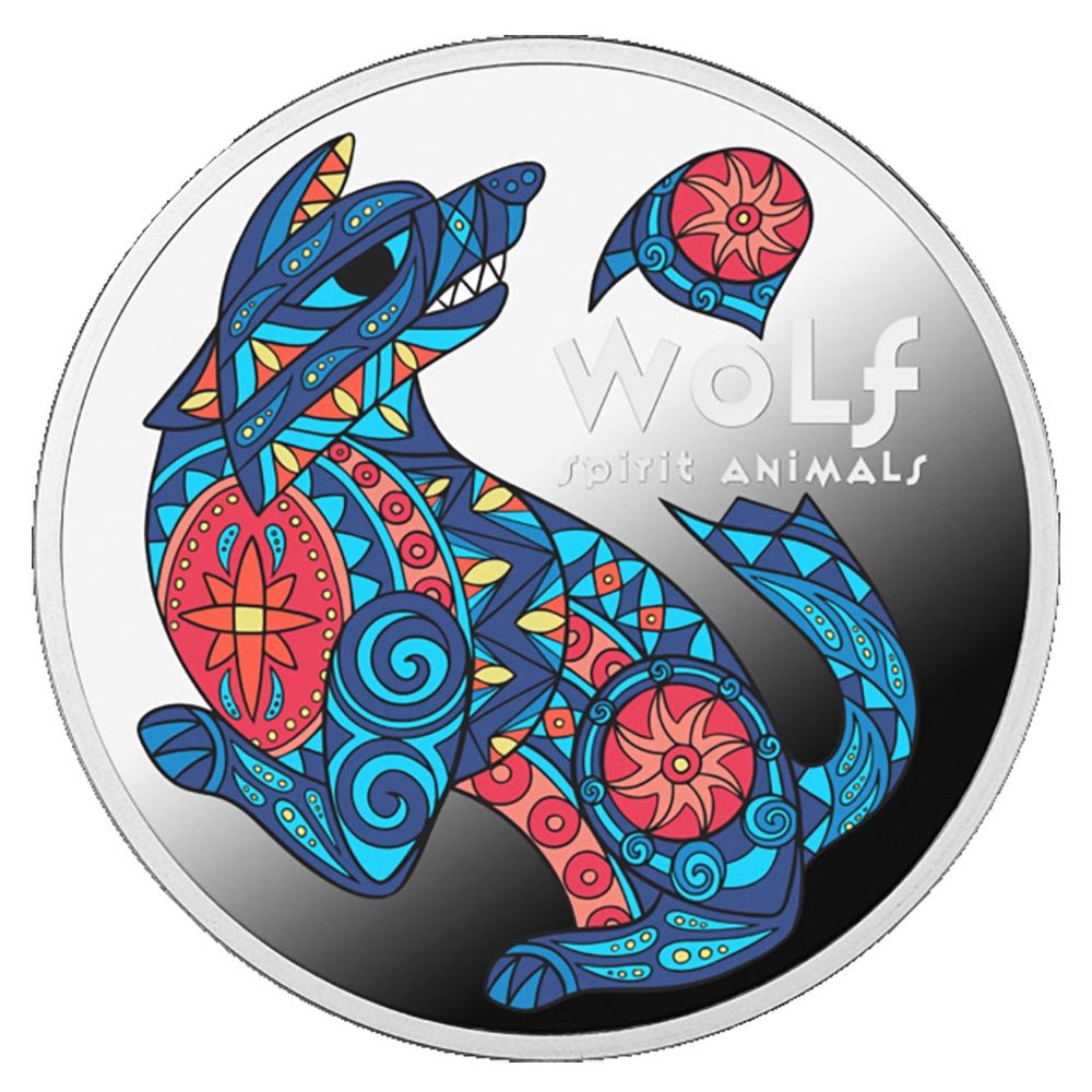Moneda de plata 1$ Niue 2025 Spirit Animals. Wolf.  - 1