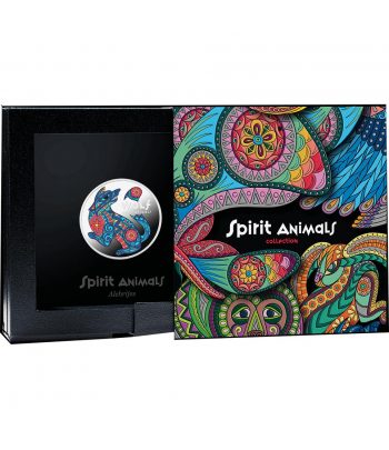Moneda de plata 1$ Niue 2025 Spirit Animals. Wolf.  - 3