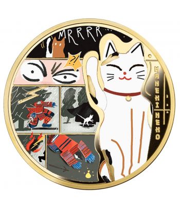 Moneda onza de plata 2$ Niue 2025 Maneki Neko. Gato Suerte.  - 1