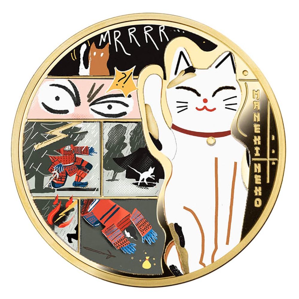 Moneda onza de plata 2$ Niue 2025 Maneki Neko. Gato Suerte.  - 1