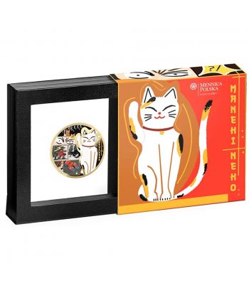 Moneda onza de plata 2$ Niue 2025 Maneki Neko. Gato Suerte.  - 3