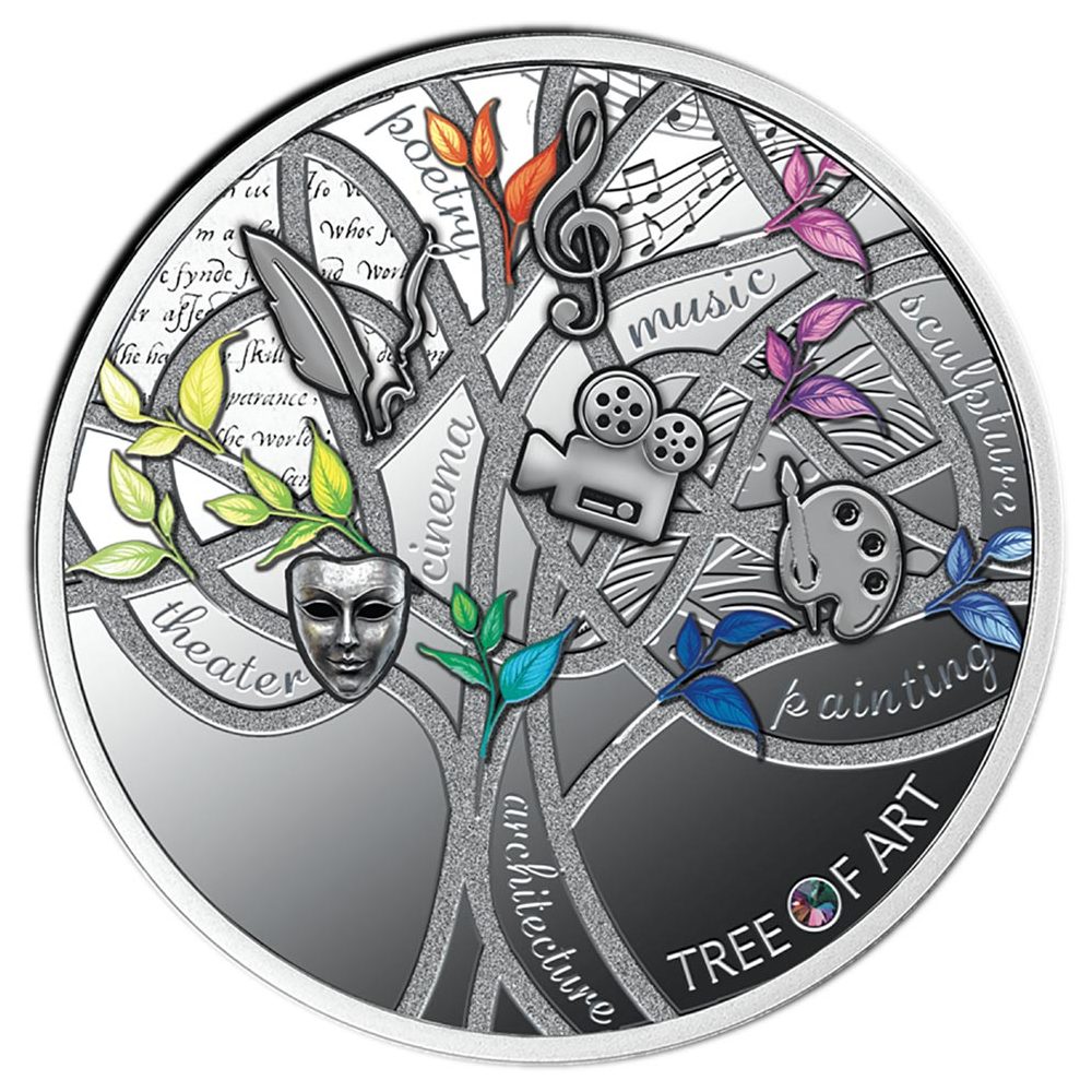 Moneda de plata 1$ Niue 2026 Árbol de las Artes.  - 1