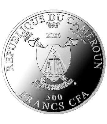 Moneda 500 Francs Camerun 2026 Águila cola blanca. Plata  - 3