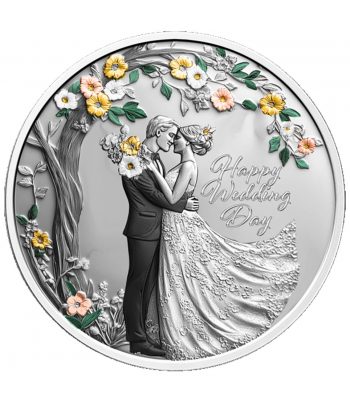 Moneda 1 Dollar Niue 2026 Feliz Día de la Boda. Plata  - 1
