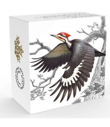 Moneda de plata 20$ Canadá 2016 Pájaro Carpintero.  - 4