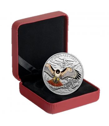 Moneda de plata 20$ Canadá 2016 Halcón de cola roja Real.  - 3