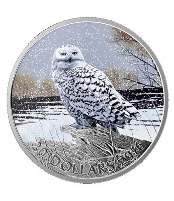Moneda de plata 20$ Canadá 2016 Buho de las Nieves.  - 1