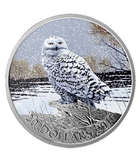 Moneda de plata 20$ Canadá 2016 Buho de las Nieves.  - 1