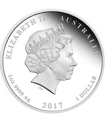 Moneda de plata Australia 1$ Dragón y Fénix 2017. Color  - 2