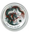 Moneda onza de plata 1$ Australia Lunar Dragón 2012. Color.  - 1
