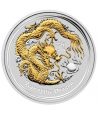 Moneda de plata 1$ Australia Lunar Dragón 2012. Dorado.  - 1