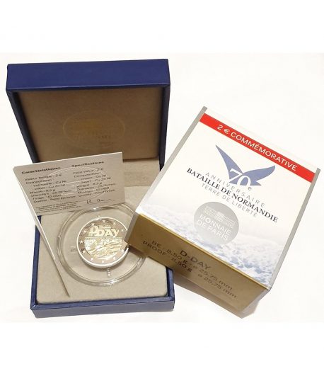 moneda 2 euros Francia 2014. Dia D. Proof  - 1