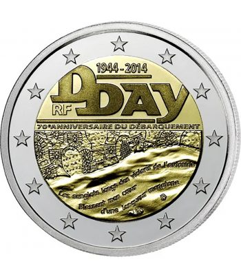 moneda 2 euros Francia 2014. Dia D. Proof  - 2