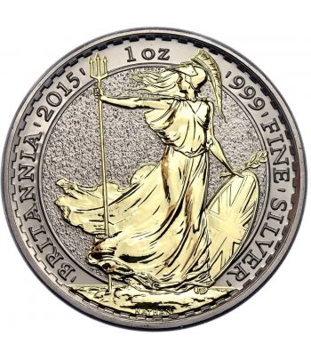 Moneda de plata Britannia 2 Pounds Inglaterra 2015. Con oro  - 1