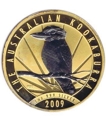 Moneda de plata 1$ Australia Kookaburra 2009. Dorada  - 1