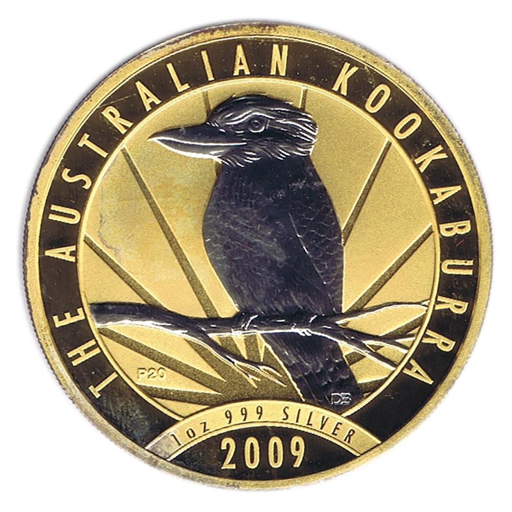 Moneda de plata 1$ Australia Kookaburra 2009. Dorada  - 1