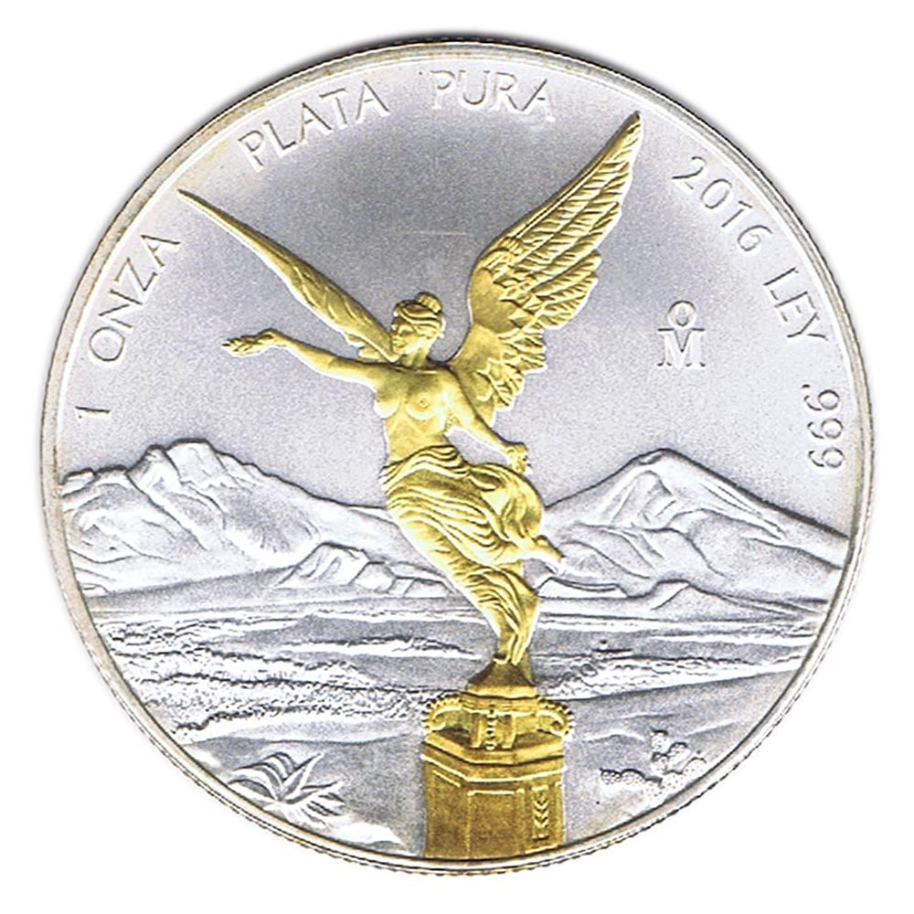 Moneda de plata Mexico 2016 Libertad Dorada.  - 1
