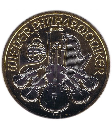 Moneda de plata 1,5 euros Austria Filarmonica 2016. Rodio.  - 1