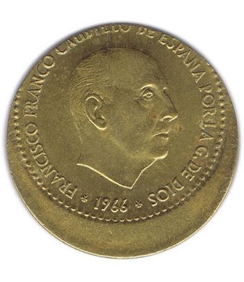 Moneda de España 1 Peseta 1966 *19-68 Madrid SC. Desplazada.  - 1