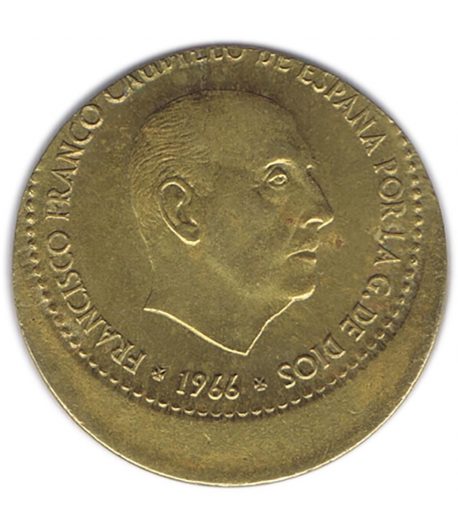 Moneda de España 1 Peseta 1966 *19-68 Madrid SC. Desplazada.  - 1