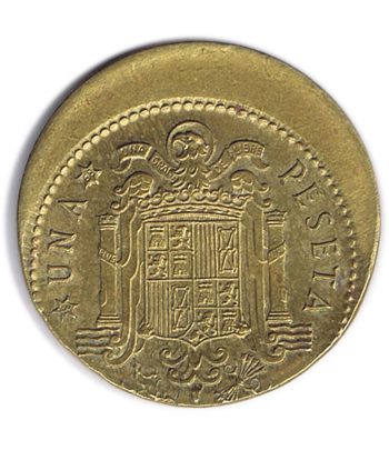 Moneda de España 1 Peseta 1966 *19-68 Madrid SC. Desplazada.  - 2
