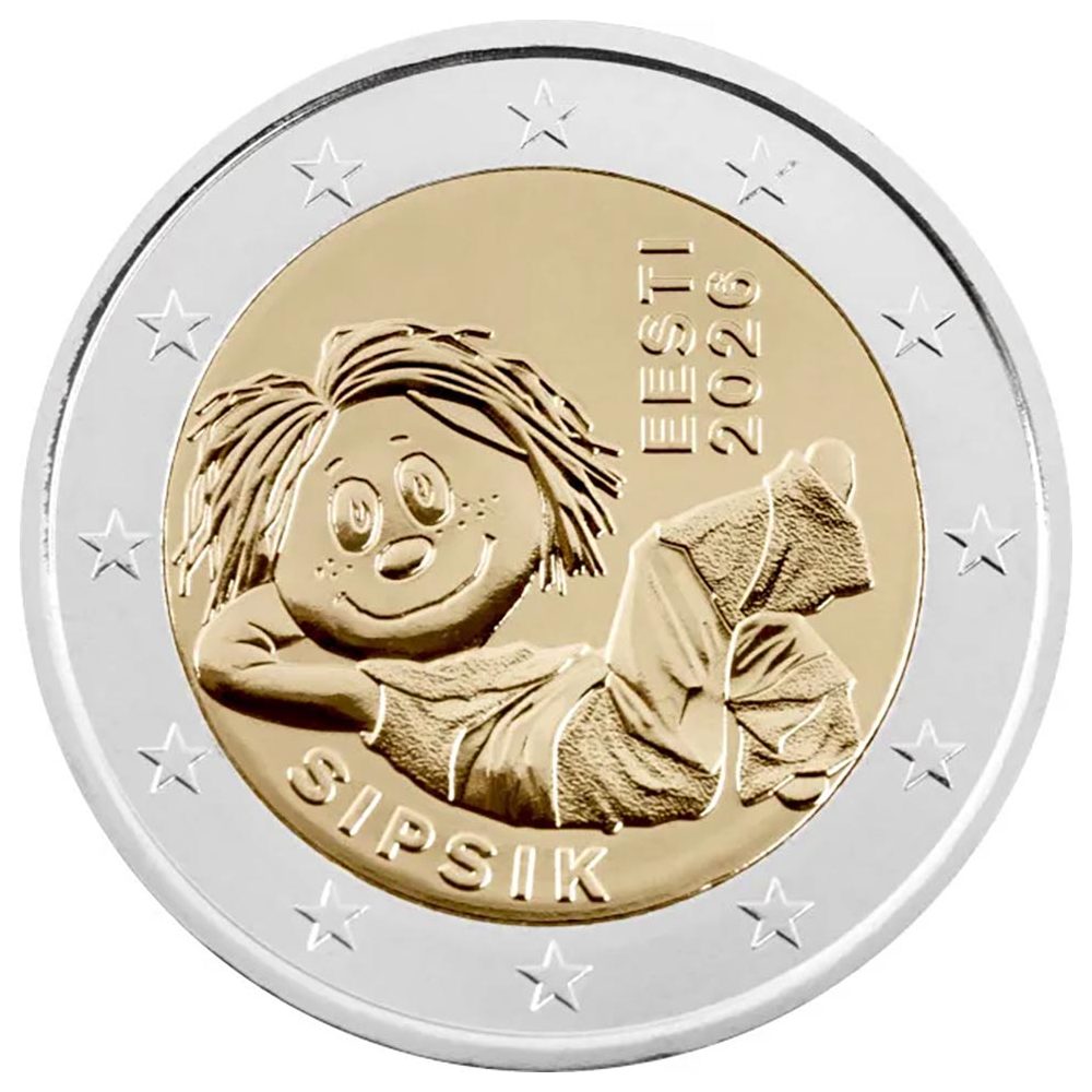 moneda 2 euros Estonia 2026 Muñeco Sipsik.  - 1