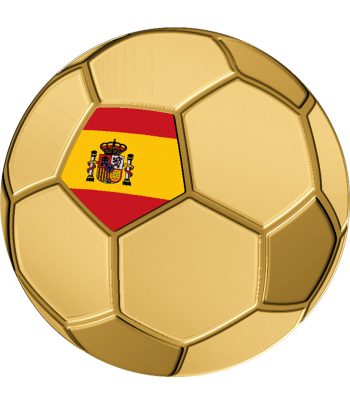 Moneda de oro Tchad 3000 Francs. Balón Bandera España.  - 1