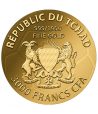 Moneda de oro Tchad 3000 Francs. Balón Bandera España.  - 2
