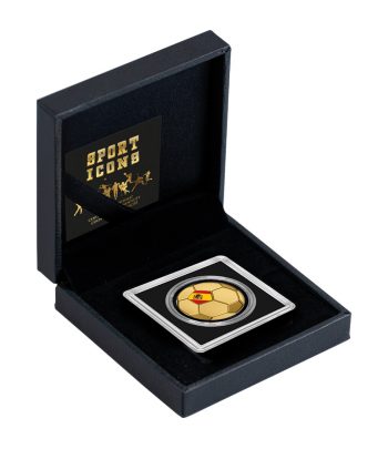 Moneda de oro Tchad 3000 Francs. Balón Bandera España.  - 3