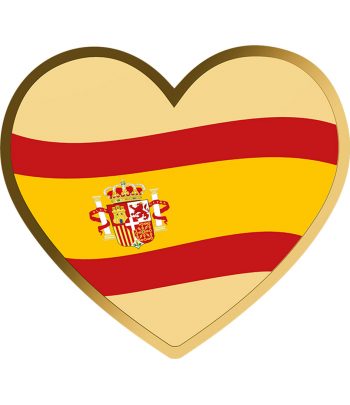 Moneda de oro Tchad 3000 Francs. Corazón Bandera España.  - 1