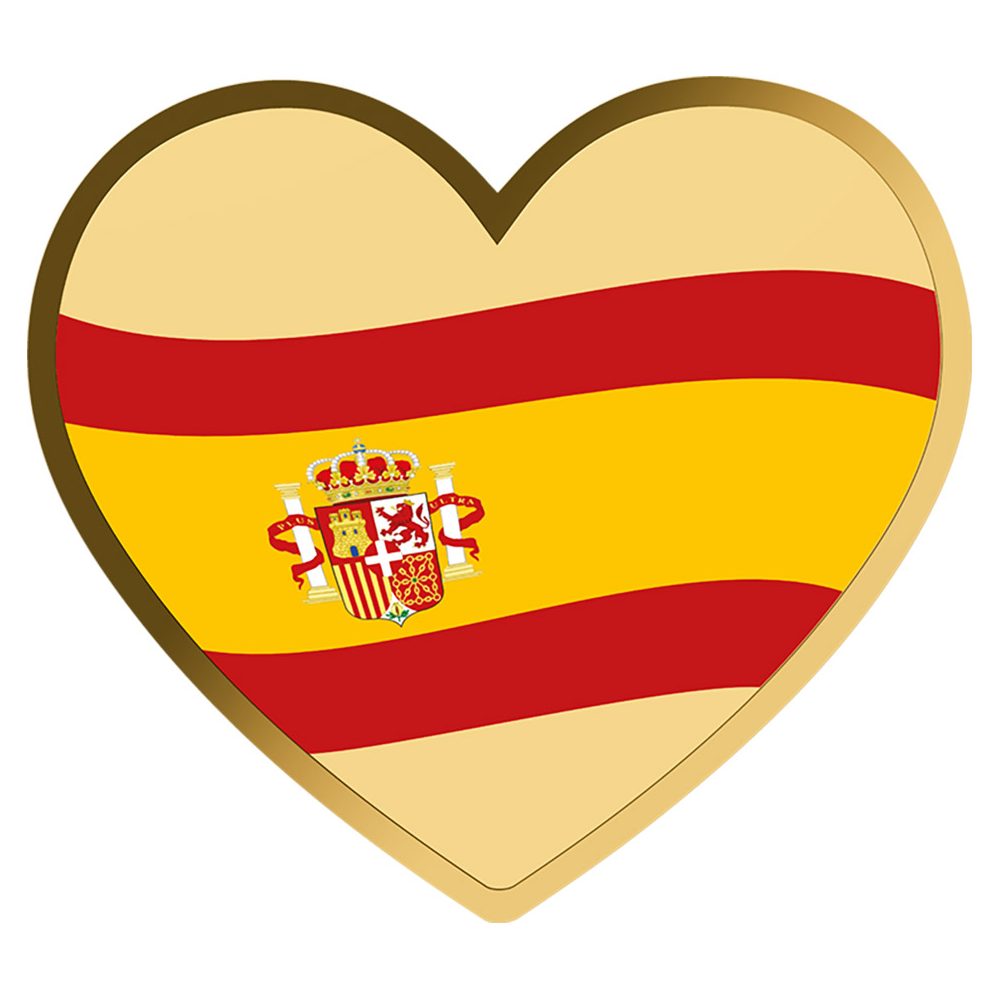 Moneda de oro Tchad 3000 Francs. Corazón Bandera España.  - 1