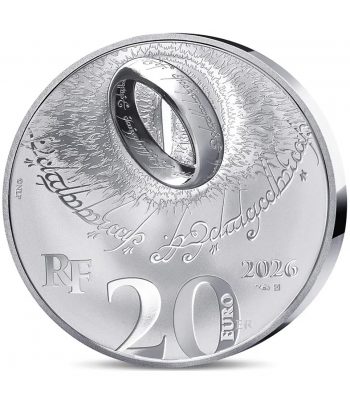 Moneda onza de plata 20 euros Francia 2026 Señor de los Anillos. Anillo Único.  - 2