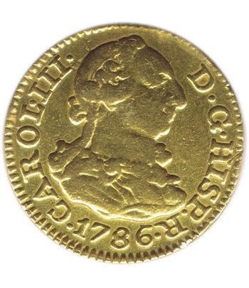 Moneda de ESpaña 1/2 Escudo 1786 Carlos III Madrid DV. Oro  - 1