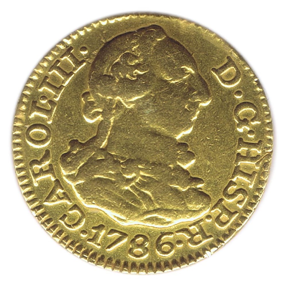 Moneda de ESpaña 1/2 Escudo 1786 Carlos III Madrid DV. Oro  - 1
