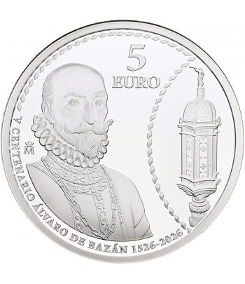 Moneda de España 5 euros 2026 V Centenario Álvaro de Bazán. Plata  - 1