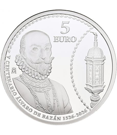 Moneda de España 5 euros 2026 V Centenario Álvaro de Bazán. Plata  - 1