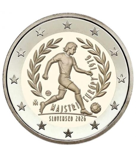 moneda 2 euros Eslovaquia 2026 Fútbol UEFA 1976.  - 1