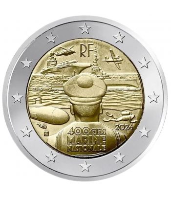moneda 2 euros Francia 2026 400 Años Marina Nacional  - 1