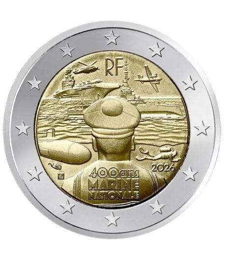 moneda 2 euros Francia 2026 400 Años Marina Nacional  - 1
