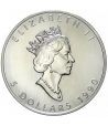 Moneda onza de plata 5$ Canadá Maple 1990.  - 1