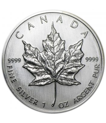 Moneda onza de plata 5$ Canadá Maple 1988.  - 2