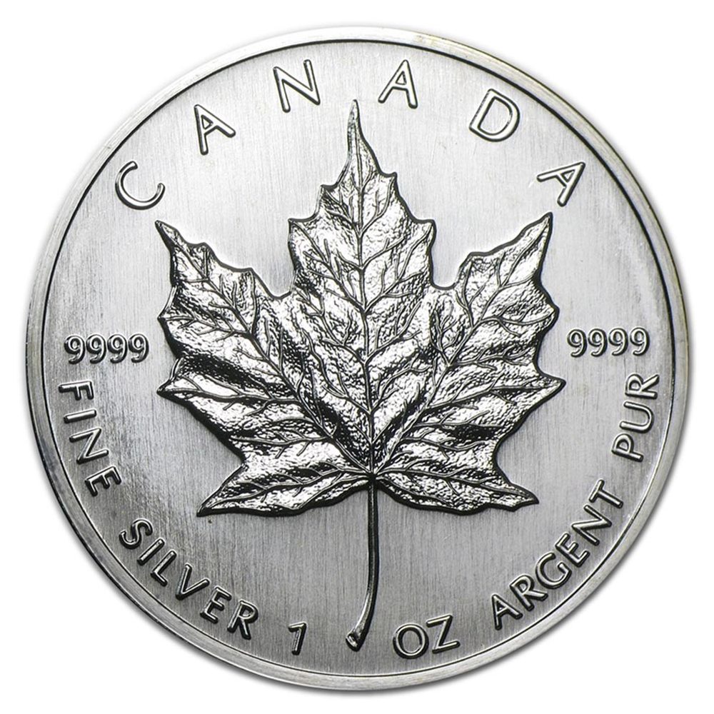 Moneda onza de plata 5$ Canadá Maple 1988.  - 2