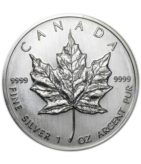 Moneda onza de plata 5$ Canadá Maple 1988.  - 2