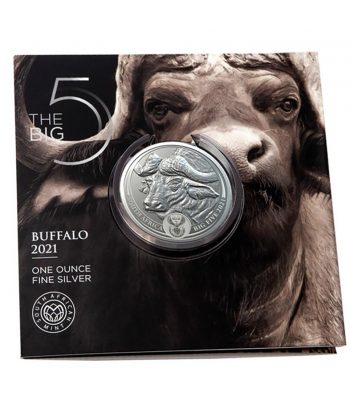 Moneda de plata 5 Rand Sudafrica 2021 Buffalo.  - 3