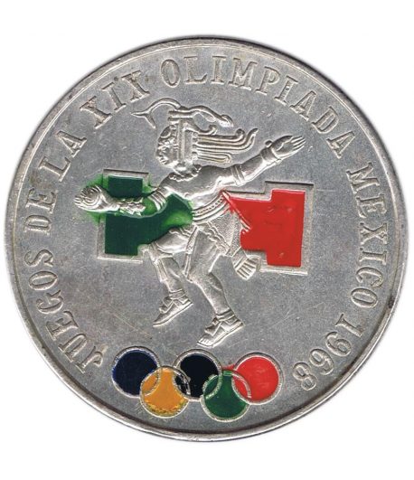 Moneda de Mexico 25 pesos 1968 Juegos Olimpicos. Plata color.  - 1