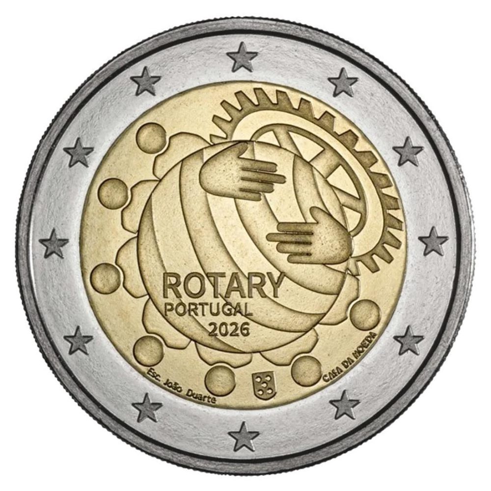 moneda 2 euros Portugal 2026 Centenario Rotary  - 1