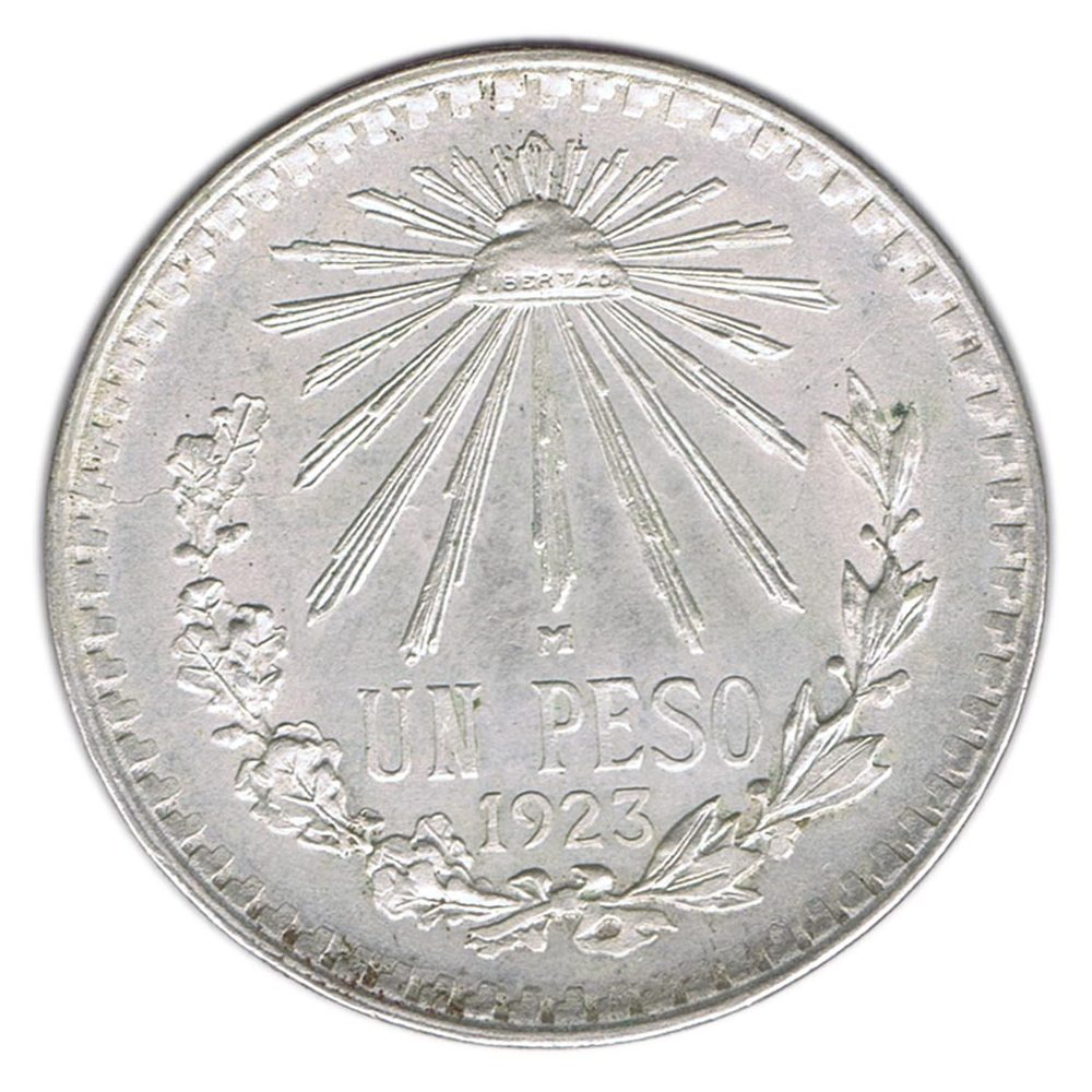 Moneda de Mexico 1 peso 1923. Plata  - 2