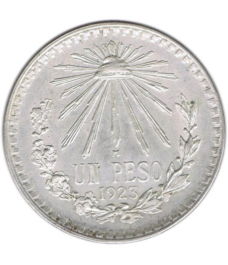 Moneda de Mexico 1 peso 1923. Plata  - 2