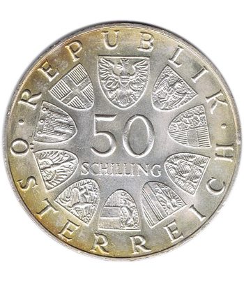 Moneda 50 schillings Austria 1969 Maximiliano I. Plata  - 2