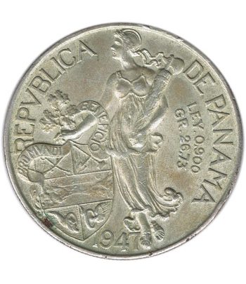 Moneda de Panamá 1 Balboa 1947 Libertad. Plata  - 2